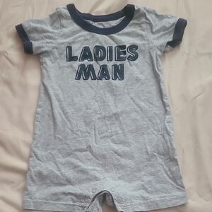 Carter's Gray Romper with Navy Trim